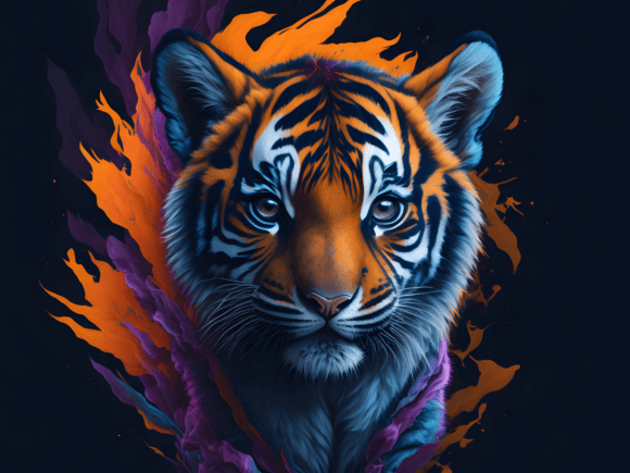 Download Cute Floral Tiger Illustration Art 4 - Premium Resources