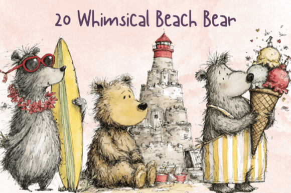 Download Whimsical Quirky Beach Bear Clipart - Bear clipart Collection