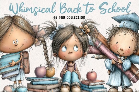 Download Whimsical Back to School Kids Clipart - Back to school Collection