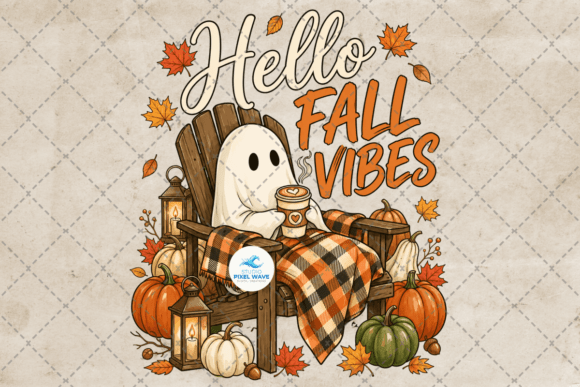 Download Hello Fall Vibes Cute Ghost Autumn Png - Png Collection