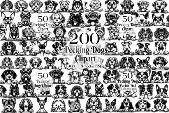 Download 200 Peeking Dogs Vector Art SVG PNG - Dogs Collection