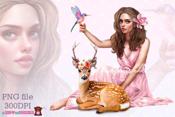 Download Woman with Deer PNG - Png Collection