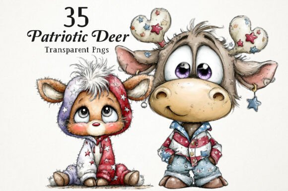 Download Whimsical 4th of July Deer PNG - Png Collection