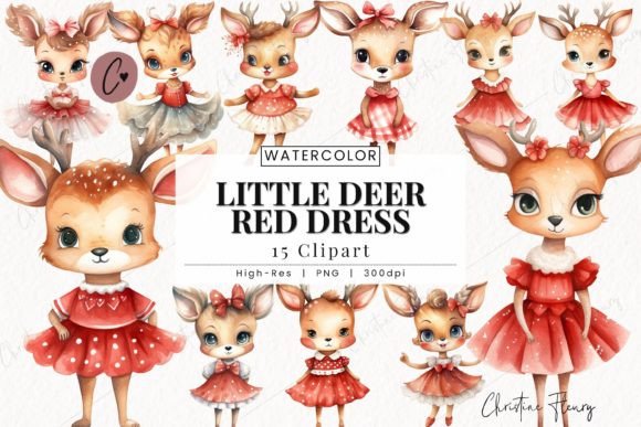 Download Little Deer Red Dress Clipart, Deer PNG - Png Collection