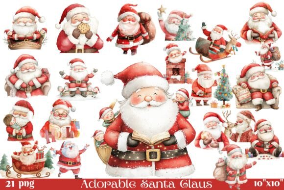 Download Adorable Santa Claus PNG Clipart Set - Png Collection