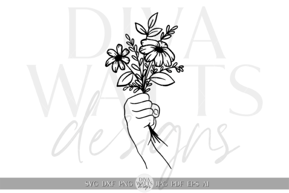Download Hand with Flowers Silhouette Artwork SVG - Silhouette Collection