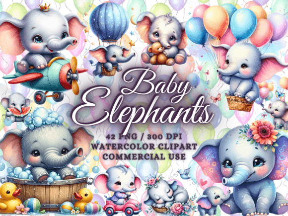 Download Baby Elephants Clipart Baby Animals Png - Png Collection