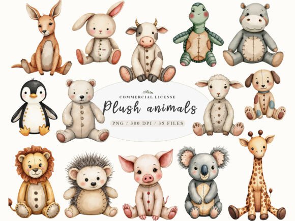 Download Vintage Knitted Plush Baby Animals Png - Png Collection