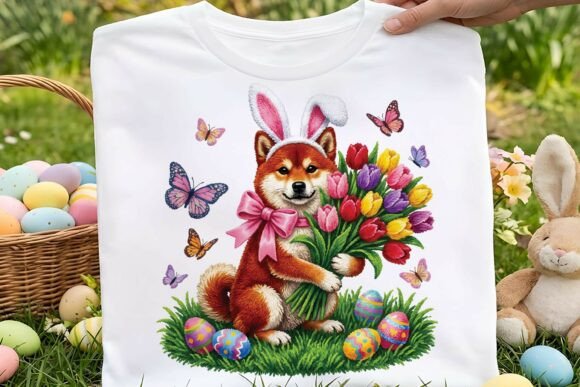 Download Faux Yarn Cute Easter Shiba Inu Dog Png - Png Collection