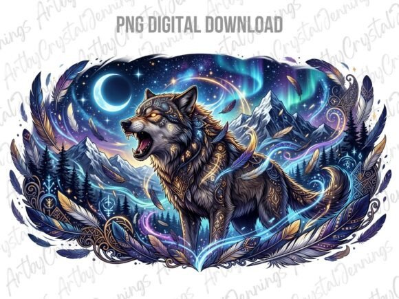 Download Celestial Wolf Night Wildlife PNG - Png Collection