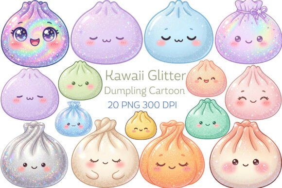 Download Kawaii Glitter Dumpling Cartoon PNG - Png Collection